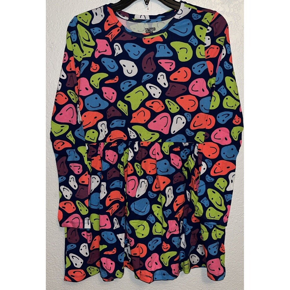 Spotted Zebra Multicolor Dress Big Girls Sz XXL (14-16) Smiley Faces
